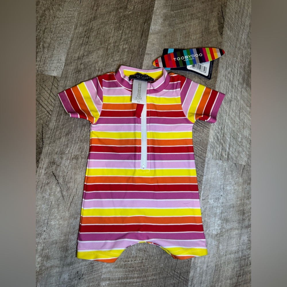 Toobydoo Multicolor Striped Baby Sun Suit Romper NWT